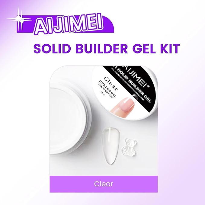 AIJIMEI Solid Builder Gel Kit With Manicure Tools for Nails 15ML 4IN1 NailExtensionGel UV & LEDGel forNails Long-Lasting NailExtension Gelfor NailsManicure DIY at Home (SOLID-GEL-A6)
