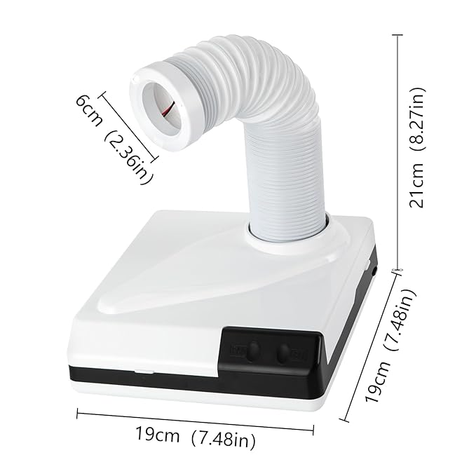 MOCHAG 60W Dental Polishing Dust Collector, Dentistry Vacuum Cleaner Dust Collector Fan Vacuum Cleaner with Fan and LED Dual Function, Polishing Suction Machine for Dental Lab,White