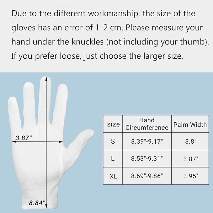 5 Pairs Large Archival Photo Gloves, White Work Gloves For Handling Art Working Photography Men & Womens Cloth Gloves Liners Bulk for Handling Jewelry, Film, Photo, Coin Metal Inspection