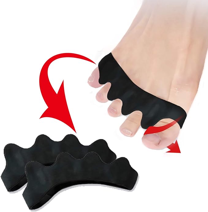Toe Separators & Spacers,Use for Health & Beauty Pedicures,Plantar Fasciitis, Hammer Toes, Claw Toes & Other Foot Conditions,Pedicures for Men and Women(2 Pcs) - Black