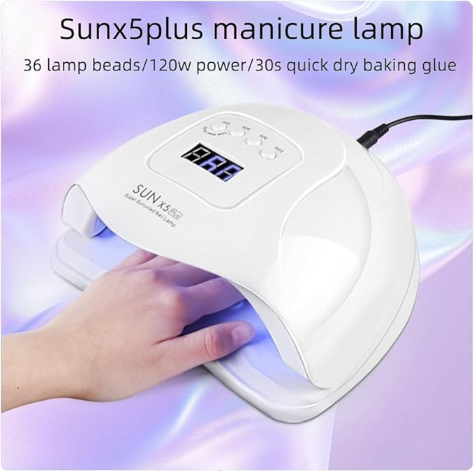 UV Light for Gel Nails-120W High-Power lámpara para uñas with 36 LED Beads&365-405nm Dual Wavelength for Rapid Curing,No Dark Hands&Eye-Safe Design, Smart Sensor Tech,for Home&Salon Use in Sleek
