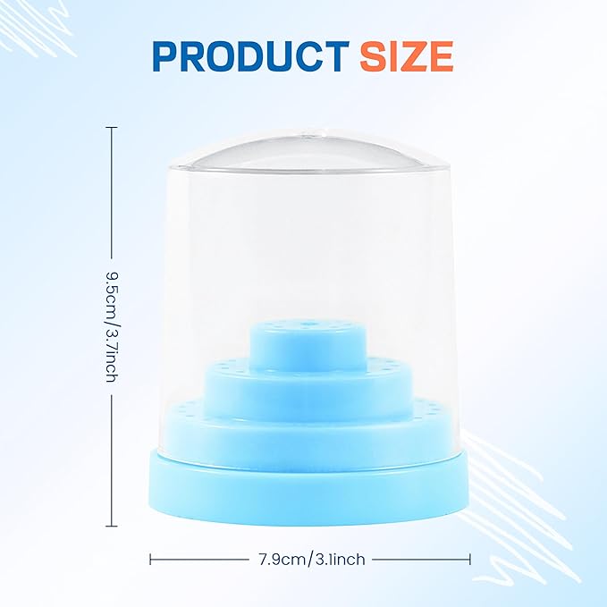 Nail Soaking Tray Box Cleaner Pot for Scissors Tweezers Nail Art Tools Manicure Soaking Tray Clean Box (Drill Bits Organizer -Blue)