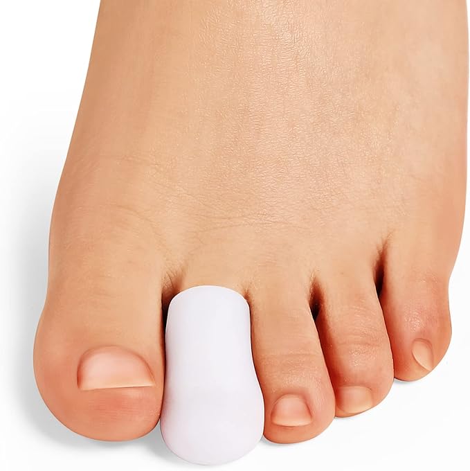 Bukihome Big Toe Protectors 10 ct, Silicone Toe Caps to Cushion Hammer Toe, Blister, Corn, Callus, Great for Running, Walking, Stop Toe Pain (Small, White)