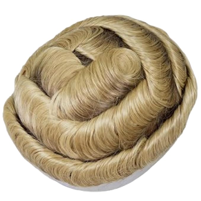 Human Hair Toupee for Men 10x8 Inch,European Human Hair Lace Front Natural Hairline Hair Pieces with 0.06mm Thin Skin PU V-looped Men's Hair Replacement System (#4T613 color,100% human hair)