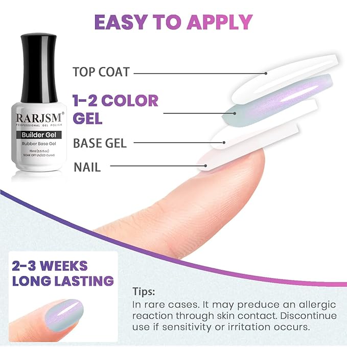 RARJSM Gel Builder for Nail Pearl Blue Hard Gel in a Bottle Mermaid Shell Glitter Blue Pearlescent Thick Extension Structure Gel Polish 15ml Soak Off Curing Requires Salon Home DIY Beginner Use