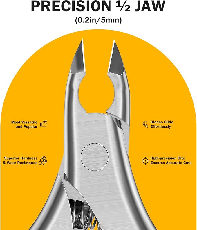BEZOX Cuticle Clipper for Salon-Worthy Nails - Professional Half Jaw (5 mm) Cuticle Trimmers with Silicon Handle for Expert Manicures, Precision Cuticle Cutters Premium Nail Care Tool - Black