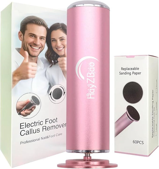 Electric Foot Callus Remover - Callus Remover for Feet,Professional Pedicure Tool for Dead Skin and Calluses,Adjustable Speed Foot File with 60 Pcs Sandpaper Discs - Pink