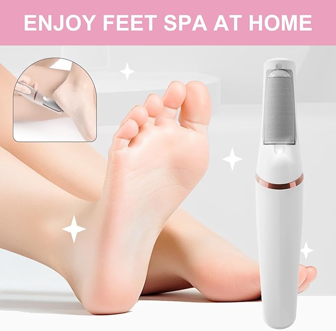Electric Callus Remover for feet,Rechargeable Foot Callus Remover -2 Speed Adjustable,Coarse & Fine Roller - Electric Hard Skin Removal for Feet-Smooth feet in Seconds for Women & Men (White)