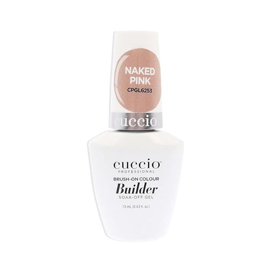 Cuccio Pro Brush-On Colour Builder Soak-Off Gel - Calcium Enriched - Easy Brush-On - Perfect Light Color - Reinforce, Build, Shape And Extend The Natural Nail - Naked Pink - 0.43 oz Nail Polish
