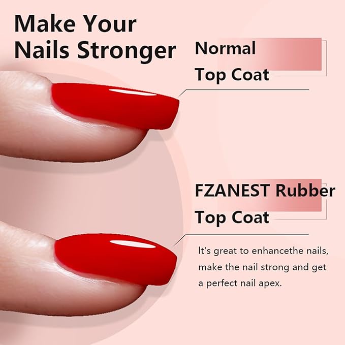 FZANEST Rubber Gel Top Coat Gel Nail Polish 15ML Ultra Shine No Wipe Thick 3D Nail Art Top Finish For Nail Strengthen Enhanced Plumping