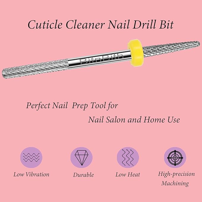 Nail Drill Bit Double Heads Cuticle Drill Bit 3/32" Professional Tungsten Carbide Nail Bit,Safety for Nail Prepare,Dead Skin Cleaner,Manicure Pedicure Nail Supplies Home Salon,Extra Fine
