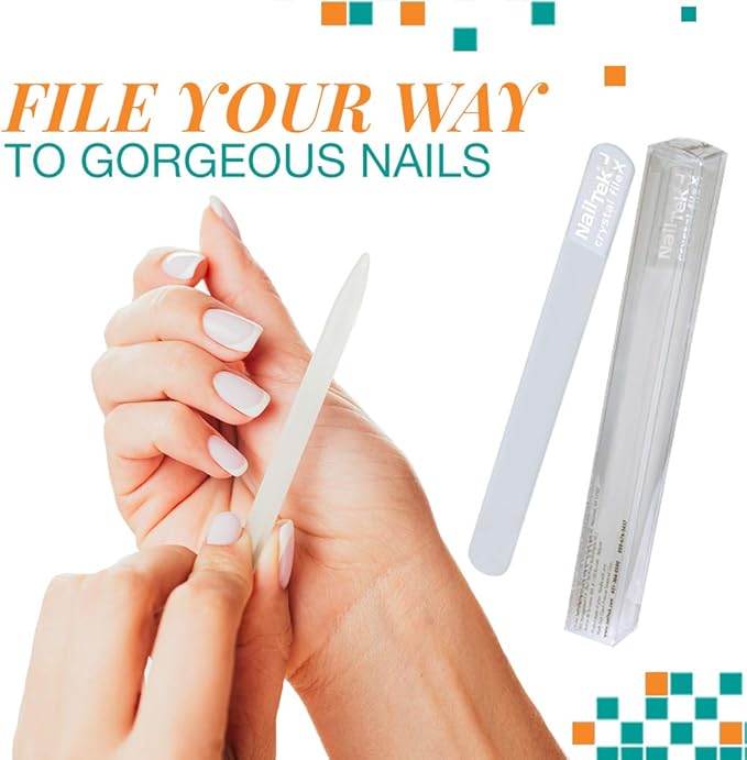 Nail Tek Crystal File – 7" Durable Glass Nail File with Case, Travel-Friendly Manicure & Pedicure Tool for Smooth, Healthy Nails, XL, 1-Pack