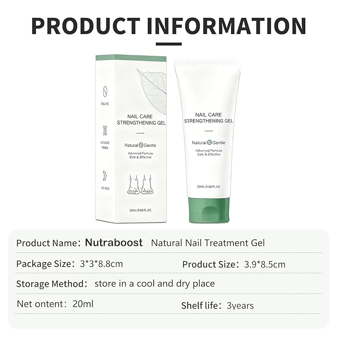 Natural Nail Care Gel, Nutraboost Strengthening Cuticle Serum for Damaged & Brittle Nails, 20ml (1 pcs) (2pcs)