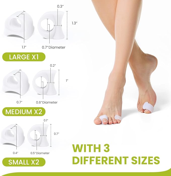 Bukihome Gel Toe Separators for Women -10 Pack Toe Spacers for Overlapping Toes, Bunions, Big Toe Alignment, Bunion Relief - Soft Silicone Toe Corrector for Men (Multi-Size)