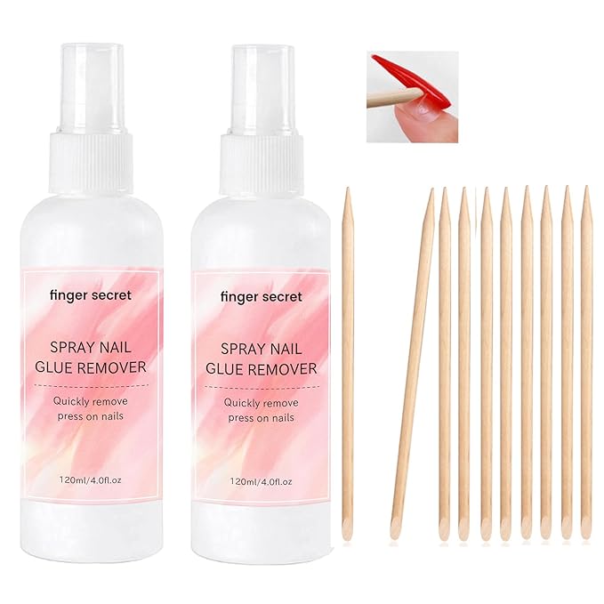 Spray Nail Glue Remover,2PCS Nails Glue Remover 120ml/fl.oz,Professional Nail Remover For Wear Nail/Press On Nails, Easily & Quickly Remove Fake Nail Tips,
