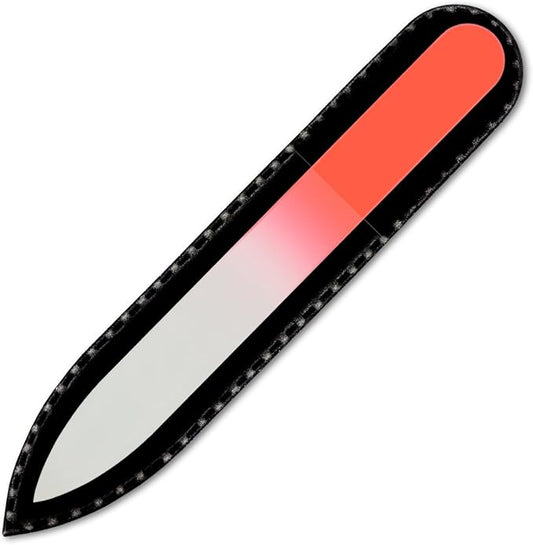 Color Crystal Nail File in Black Pouch - Small/Purse Size - Czech Tempered Glass - Handmade in Czech Republic