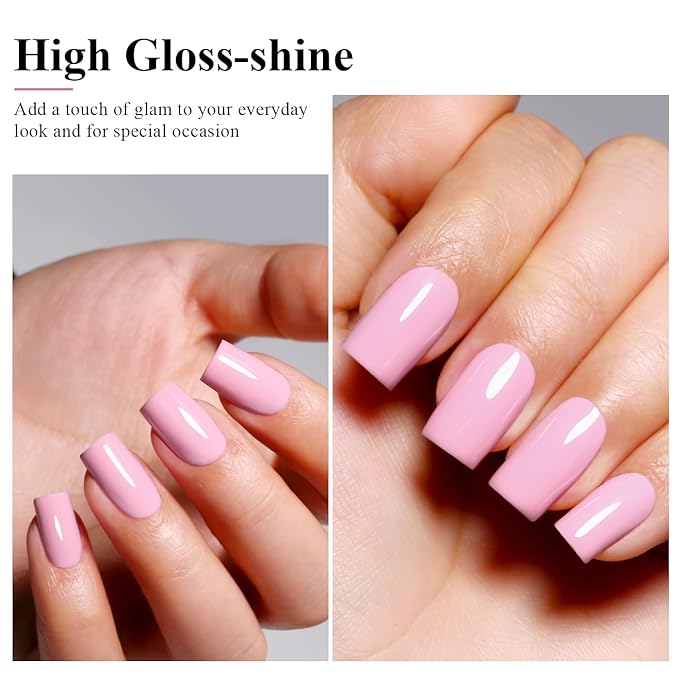 Imtiti Pink Gel Polish, Light Pink Gel Polish 3 in 1 One Step Gel Polish Kit, Soak Off LED U V Gel Polish Nail Art Starter Manicure Salon for Women Girls 0.3 Fl Oz