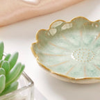 Lotus Ring Holder Dish Small Indoor Ash Tray, Ceramic Dessert Plate Trinket - Image 2