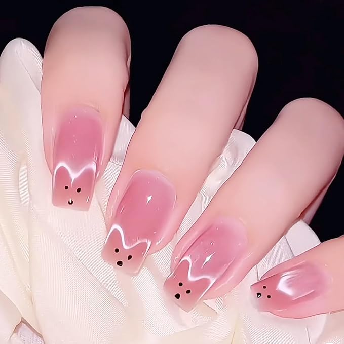 JERCLITY 2 Pieces Cat Eye Magnet for Nails Double Ended Rectangle Magnets with 4 Rabbit Shape Iron Plate for Rabbit Cat Eye Effect