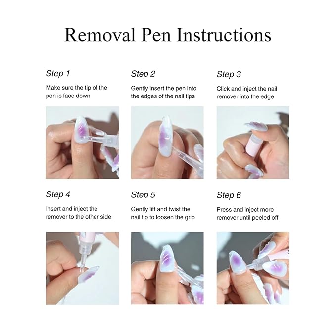 Nail Glue Remover Pen for Press On Nails, Portable Fast-Acting Jojoba Oil Formula, Acetone-Free, At-Home & Travel Care 2ml/0.11fl. oz. (4 Pcs Nail Glue Remover Pens)