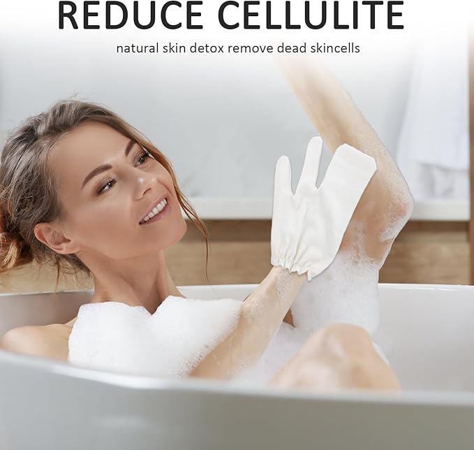 1 Pair of Garshana Gloves Raw Silk Massage Gloves Ayurvedic Massage, Body Exfoliation, Detox, Spa and Home Use, Suitable for Dry Brushing and Glowing Skin (Beige)