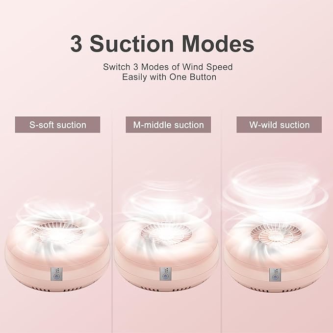 Nail Dust Collector, Quiet and Powerful Fan Dust Collector for Nail Tech with Reusable Filter, 50,000-Hour Lifespan, for Acrylic Nail Polishing,Salon & Home(Pink)