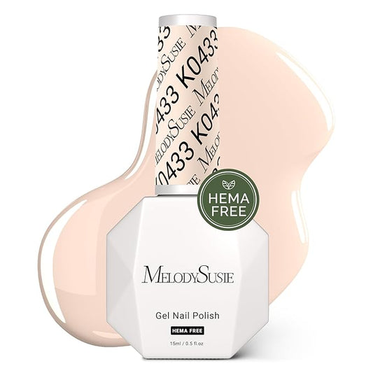 MelodySusie Hema Free Gel Nail Polish, 0.5 Fl Oz Thick Light Nude Gel Polish, Non-Toxic, Long Lasting, Soak Off UV Nail Polish, Manicure Nail Design Salon DIY Nail Art at Home K0433