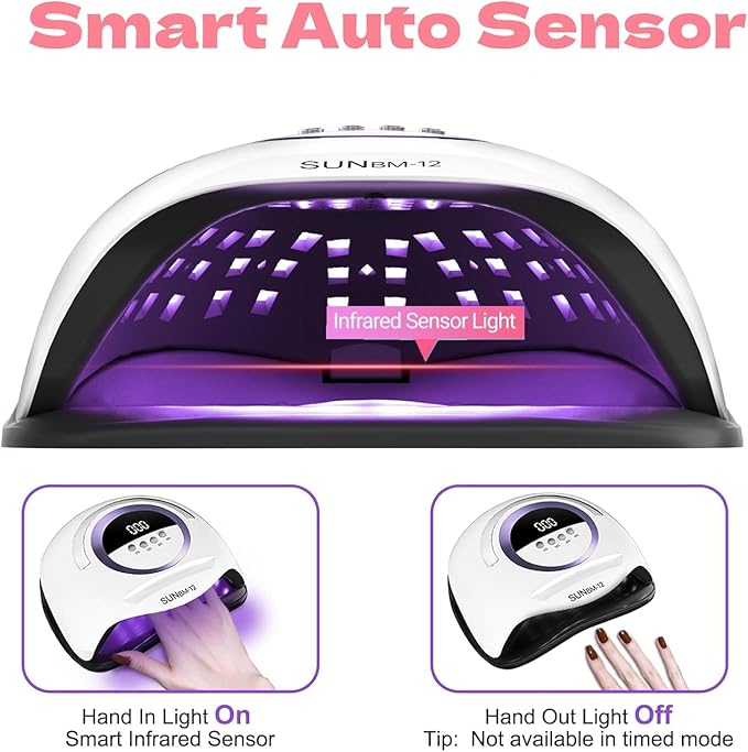 UV LED Nail Lamp with 72 Beads, 300W Nail Curing Lamps for Gel Polish with Automatic Sensor/4 Timer Setting,Led Nail Dryer, Professional Nail Art Drying Tools