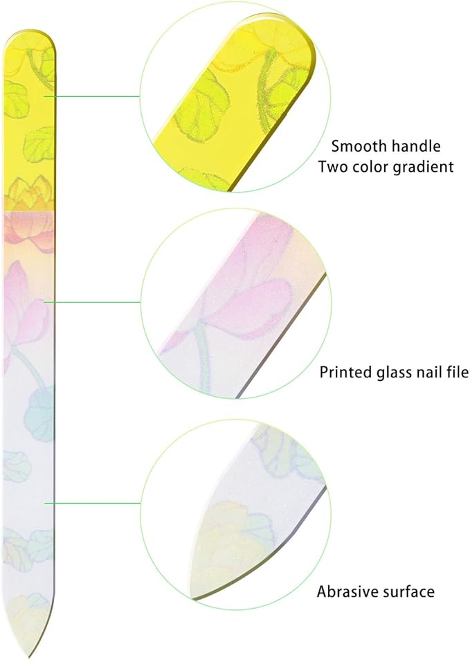 Mudder 8 Pack Glass Nail Files with Cases Double-Sided Crystal Fingernail Files for Natural Nails Colorful Floral Nail Buffers for Professional Manicure Supplies Gifts for Christmas Stocking Stuffers