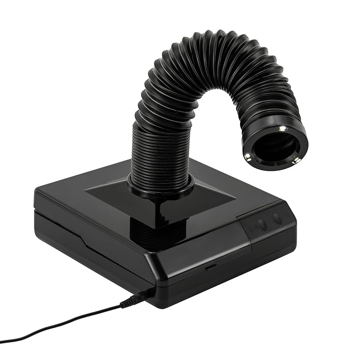 60W Nail Dust Collector, Dental Model Polishing Dust Collector Dust Collector Fan Vacuum Cleaner with Fan and LED Dual Function (Black)