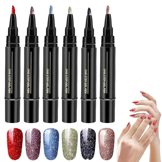 Nail Polish Pens, 3 in 1 Quick Dry Gel Polish Pens with 18 Colors 5ML, for DIY Nail Art, Easy Home Use for Women (Color 13-18)