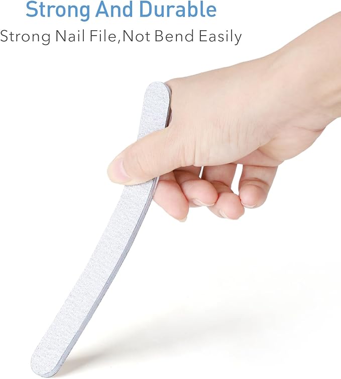 Nail File, 24 PCS Professional Nail Files Coarse Grit 80/100, 7" Long - Strong Fingernail Files Washable for Acrylic, Gel, Dip Powder, and Poly Gel Nails
