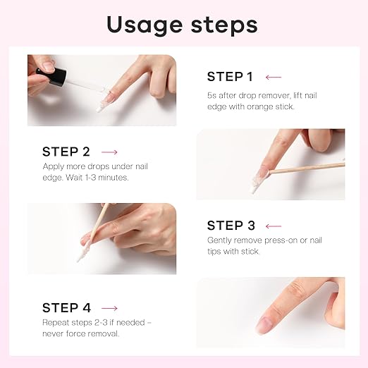 Press on Nail Glue Remover: False Nail Tips & Fake Nails Quick Easy Removal Adhesive Debonder Beginner Friendly - 30ml Non-Acetone Dissolver
