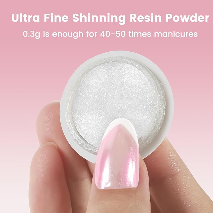 4 Jars Pearl Chrome Nail Powder Set, Mermaid Chrome Nail Powder Pearlescent Iridescent Glitter Dust Kit Nail Art Decoration Gift for Home & Salon