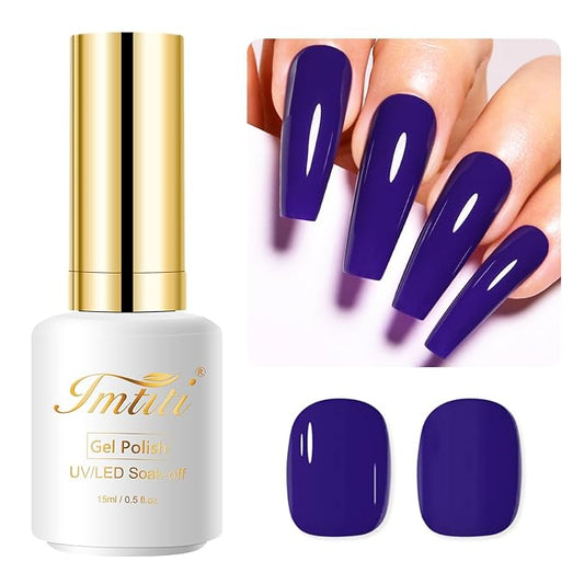 Imtiti Purple Gel Nail Polish, 15ML Dark Purple Blue Gel Polish for Autumn Winter, DIY Nail Art Starter Kit