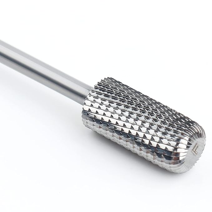 QUNZHAO Nail Drill Bits Dust proof bit Tungsten Steel Fast remove Acrylic or Hard Gel 3/32" Shank - Manicure, Nail Art, Drill Machine (Fine-F, Silver)
