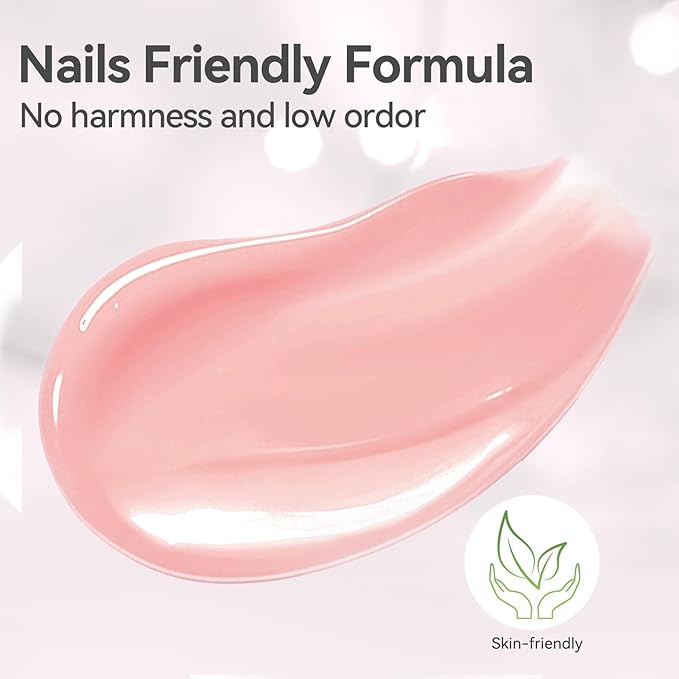 BORN PRETTY Builder Gel for Nails, 8-in-1 Milky Nude Natural Clear Builder Nail Gel for Nail Apex and Gel Extension Strengthener, Nail GLue Gel Hard Gel Base Rhinestone Nail Glue Gel in a Bottle 15ml