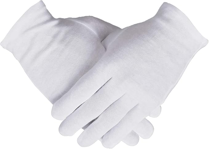 100% Cotton Women's Gloves - 10 Pairs, White, Dry Hands Eczema - Serving - Archival Coin Jewelry Inspection