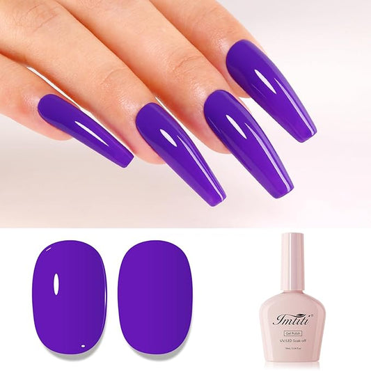 Imtiti Purple Gel Nail Polish, Dark Purple Gel Polish High Gloss Soak Off UV LED Autumn Winter Art Manicure Salon DIY Design 10ML