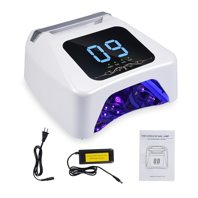 72W UV LED Nail Lamp Quick Drying Gel Nail Dryer with 4 Timer Settings Smart IR Sensor Nail UV Light for Gel Polish Gel Curing Lamp for Toes Nails Compatible with All Gel Type