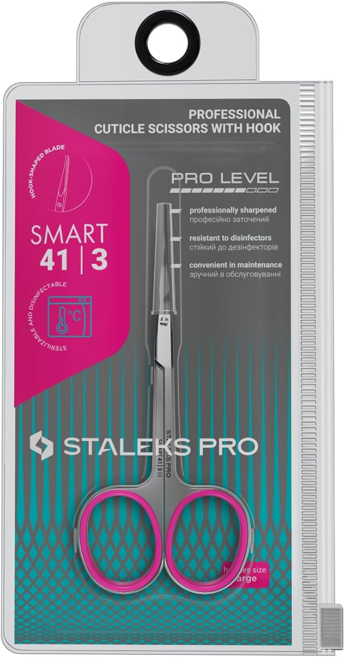 Staleks Professional Cuticle Scissors – Manicure Scissors, Stainless Steel, Extra Fine Curved Blades – Smart 41 Type 3 SS-41/3