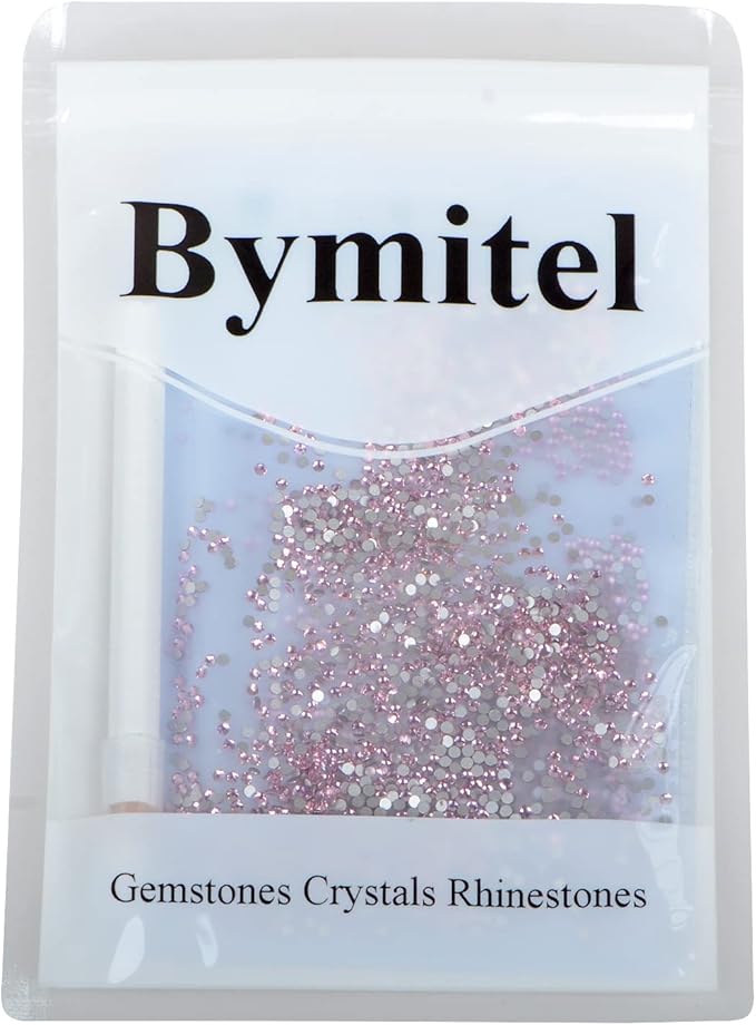 2880PCS Art Nail Rhinestones Non Hotfix Glue Fix Round Crystals Glass Flatback for DIY Jewelry Making with one Picking Pen (ss6 2880pcs, Lt. Rose)