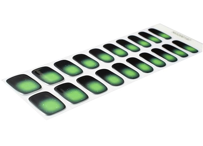 MOMSON Semi Cured Gel Nail Strips - 20 Real Gel Nail Polish Stickers/Full Nail Wraps - Art Manicure Kits for DIY at Home, Salon-Quality, Easy to Apply & Remove (Firefly Green)