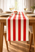 Folkulture Table Runner 90 inches Long | Vertical Striped White & Red Table by FOLKULTURE