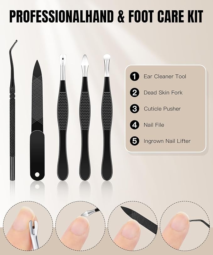 12Pcs Ingrown Toenail Removal Kit-Toenail Clippers for Ingrown & Thick & Hard Nails-Ingrown Toenail Tool with Toe Nail Clippers/Nail Cutter/Pedicure Knife/Callus Remover Tools for Seniors Men Women