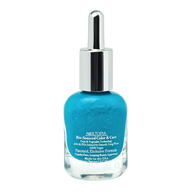 Nailtopia Bio-Sourced, Chip Free Nail Lacquer - All Natural, Strengthening Biotin and Superfood-Infused Polish - Chip Resistant Formula - Quick-Dry, Long Lasting Wear - Hawaiian Blue - 0.41 oz