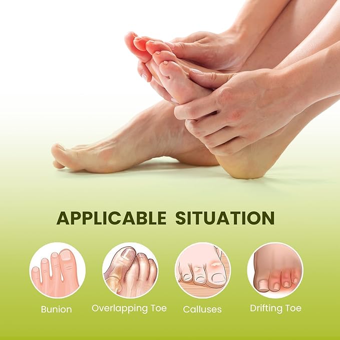 Bukihome Toe Separators, 4 Pair Soft Gel Toe Spacers to Correct Bunions, Toe Stretcher for Therapeutic Relief from Plantar Fasciitis, Claw Toes,Hammer Toes, Foot Pain for Women & Men (Black+M)
