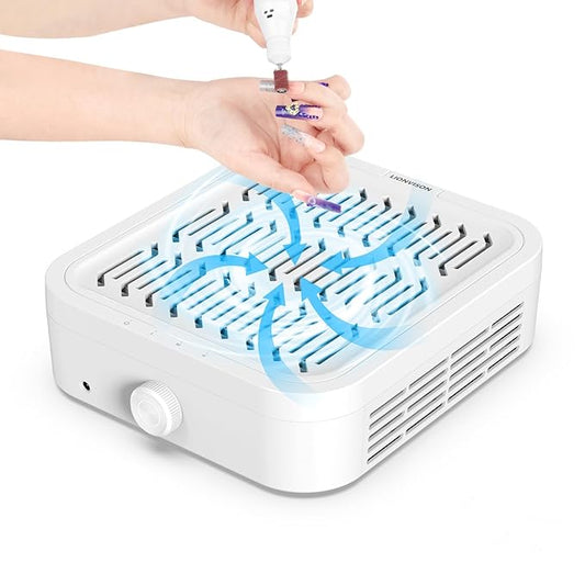 LIONVISON Nail Dust Collector for Acrylic: 120W Professional Nails Dust Collector With Reusable HEPA Filter For Home Salon Use - Portable 3 Speed Vacuum DIY Manicure For Nail Art Beginners (Age 25-45)