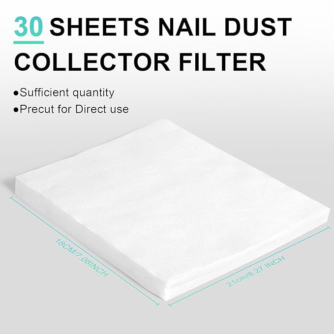 L'UGX Nail Dust Collector Filter Paper - 30 Sheets Efficient Filtering for L'UGX Professional Nail Dust Vacuum Machine LG622B