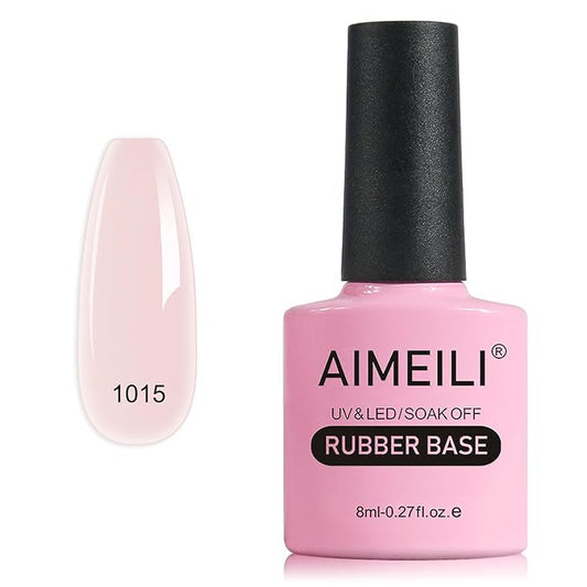 AIMEILI Rubber Base Gel Nail Polish, Hema Free, Cruelty Free, Vegan, Builder Nail Gel Base Coat Soak Off Nail Art Design - RB1015 8ml
